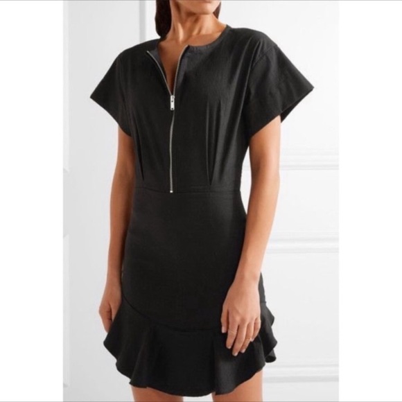 Isabel Marant Black Zip Front Fluted Mini Dress Sz M/US8/ FR40 - Picture 3 of 7